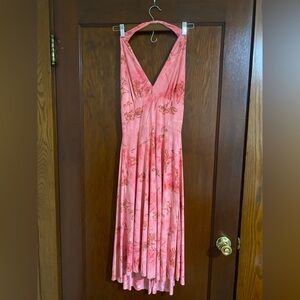Pink Floral Dress Summer Halter Dress